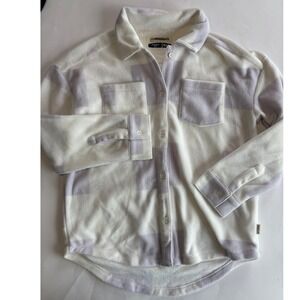 Magellan Outdoors Youth Medium 8/10‎ White Purple Plaid Fleece Shirt Jacket NWOT